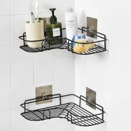corner shelf Sticker Mounted Bathroom Corner/ Shelf/Rack/ Storage Organizer Iron Wall Shelf-picture-42