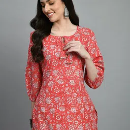 meesan Casual Regular Sleeves Floral Print Women Red Top-picture-10
