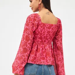 harpa Casual Regular Sleeves Floral Print Women Pink Top image 2