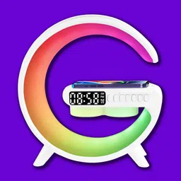 Harjio G Shape Table Lamp RGB Bluetooth Speaker with 15w Wireless Charger,Digital Clock 5 W Bluetooth Party Speaker-picture-16