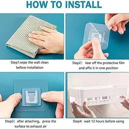 rptrendz 4pcs Multipurpose Wall Mount Bathroom Shelf And Rack For Home And Kitchen Plastic Wall Shelf image 3