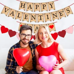 zyozique Red Valentine's Day Decorations Combo Banner,Heart Gartand Banner (Pack Of 16) image 4