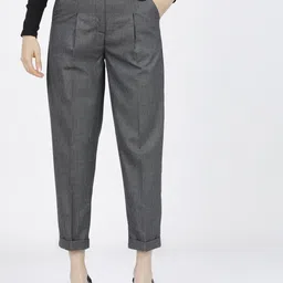 tokyo talkies Women Regular Fit Grey Cotton Blend Trousers-picture-37