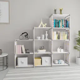 egnito Non Woven 9 Shelf Book Organizer Showcase rack for home Plastic Open Book Shelf image 2