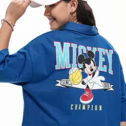 tokyo talkies Women Printed Polo Neck Pure Cotton Blue T-Shirt-picture-23