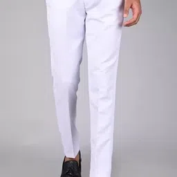 mark lewis Men Regular Fit White Cotton Blend Trousers-picture-21