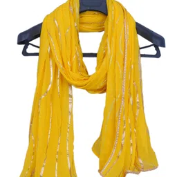 invent fashion Chiffon Striped Yellow Women Dupatta image 3