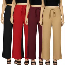 ak shamshahid garment Pack of 4 Women Relaxed Multicolor Cotton Blend Trousers-picture-19