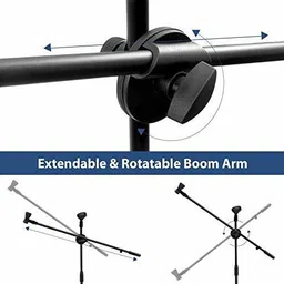blueberry R-030 Adjustable Dual Mic Clip/Collapsible Tripod Boom Microphone Stand image 4