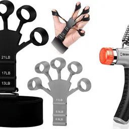 fitnesstricks Combo of - Hand Gripper & Finger Gripper Exerciser Equipment Finger Strengthener Fitness Accessory Kit Kit-picture-29