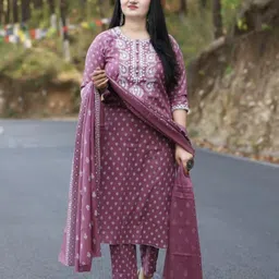 piludi house Women Viscose Rayon Kurta Pant Attached Dupatta Set image 1