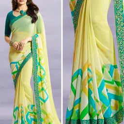 v and v shop Printed Daily Wear Georgette Saree image 1