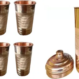vpsk akira Heavy Copper ( 2 Liter ) Water JUG with 6 Glass , Glass Water Capacity :- 350ML Jug Glass Set-picture-5
