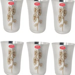 a & h enterprises (Pack of 6) Designer Floral Laser Design Stainless Steel Set of 6 pcs H46 Glass Set Water/Juice Glass-picture-20