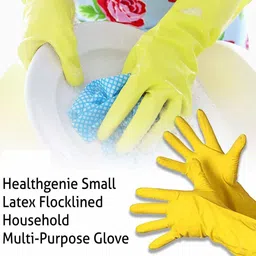 glamaxy Pack Of 4 Pair Reusable Rubber Hand Gloves for Washing, Cleaning Kitchen and Gardening Shoulder Glove image 3