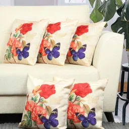 Multicolor Abstract Polyester 16 X 16 Inches Cushion Cover (Set of 5) by Bella True-picture-13