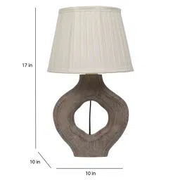 tu casa Off White Satin Shade Table Lamp With Mango Wood Base image 3
