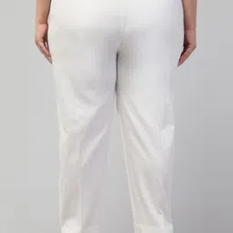 style prezone Women Regular Fit White Cotton Blend Trousers image 2