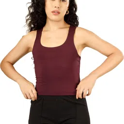 Casual Sleeveless Solid Women Maroon Top-image-21