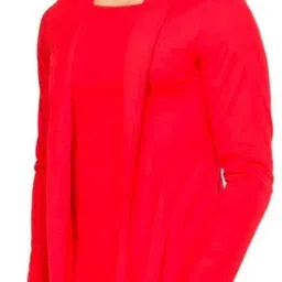 aioue Men Full Sleeve Red Shrug image 3