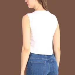 houseofcommon Casual Sleeveless Self Design Women White Top image 2