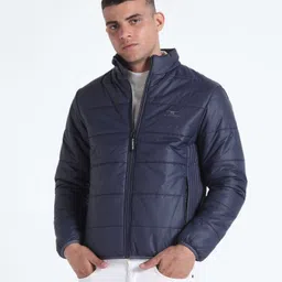 flying machine Men Solid Quilted Jacket image 1