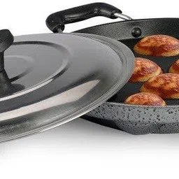 sumeet Nonstick 3mm Grill Designer Appam Patra 12 Pcs With Lid & Handle Paniarakkal with Lid 0 L capacity 22 cm diameter image 1