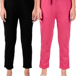 fashionhousets Pack of 2 Women Solid Black, Pink Track Pants-picture-43