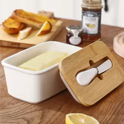umai Ceramic Butter Dish With Lid & Knife Butter Dish Serving Set-picture-10