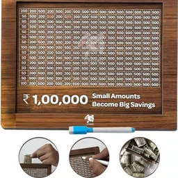 walldaddy Wooden Piggy Bank for Kids & Adults with Savings Tracker Unique Goal Piggy Bank Coin Bank image 3