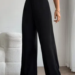 broadstar Women Loose Fit Black Lycra Blend Trousers image 2