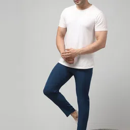 Men Solid Blue Track Pants-image-2