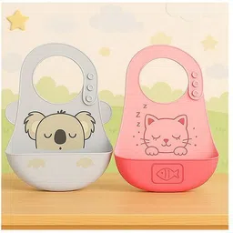 Silicone Baby Bibs with Food Pocket | Set of 2 | Waterproof, Adjustable BPA Free-image-36