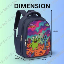 mosu High Quality Kids School Backpack with Fun Alien Print – Spacious & Stylish Waterproof School Bag image 3
