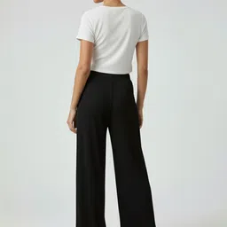 moda rapido Women Flared Black Cotton Blend Trousers image 3