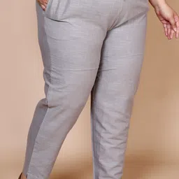 aavoni Women Regular Fit Grey Pure Cotton Trousers-picture-12