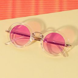 DukieKooky Unisex Kids Pink Lens & White Round Sunglasses with UV Protected Lens-picture-20