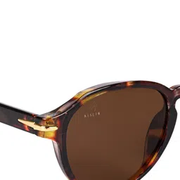 AISLIN Unisex Round Sunglasses with UV Protected Lens ES_12331-93-AS-987-BRW-oBRW-RD image 3
