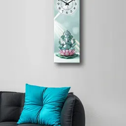 OLIVE TREE Green & Pink Printed Traditional Wooden Rectangle Analogue Wall Clock image 1