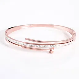 Designs & You Women American Diamond Rose Gold-Plated Bangle-Style Bracelet image 1