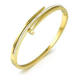 Jewels Galaxy Gold Plated Stainless Steel American Diamond Bangle Style Bracelet image 2
