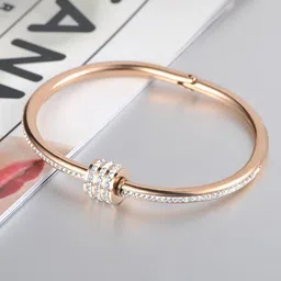 MYKI Women Rose Gold-Plated Cubic Zirconia Bangle-Style Bracelet-picture-47
