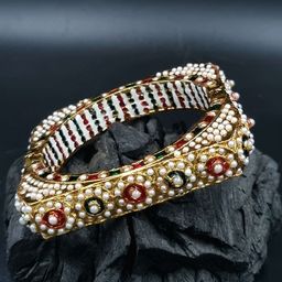 Anouk Gold-Plated Rajasthani Pearl Beaded Bangle-picture-31