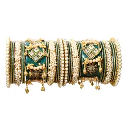 Align Pack Of 2 Gold-Plated Pearls Studded Chudas Bangles-picture-10