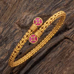 Kushal's Fashion Jewellery Ruby Gold-Plated Antique Kada-image-79