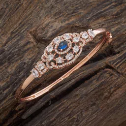 Kushal's Fashion Jewellery Sapphire Rose Gold-Plated Cubic Zircon Studded Kada Bangle-picture-27