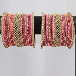 NMII Set Of 38 Polka Dot Stone-Studded Bangles-image-58