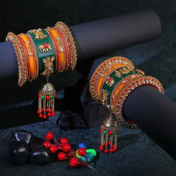 Adwitiya Collection Set Of 26 Stone-Studded MenakariBangles image 1