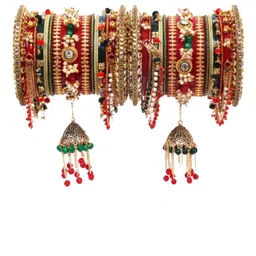 Align Set Of 2 Gold-Plated Stone-Studded & Beaded Chuda Bangles-picture-38