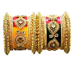 Align Set Of 2 Gold-Plated AD Stone-Studded & Beaded Chudas Bangles image 1